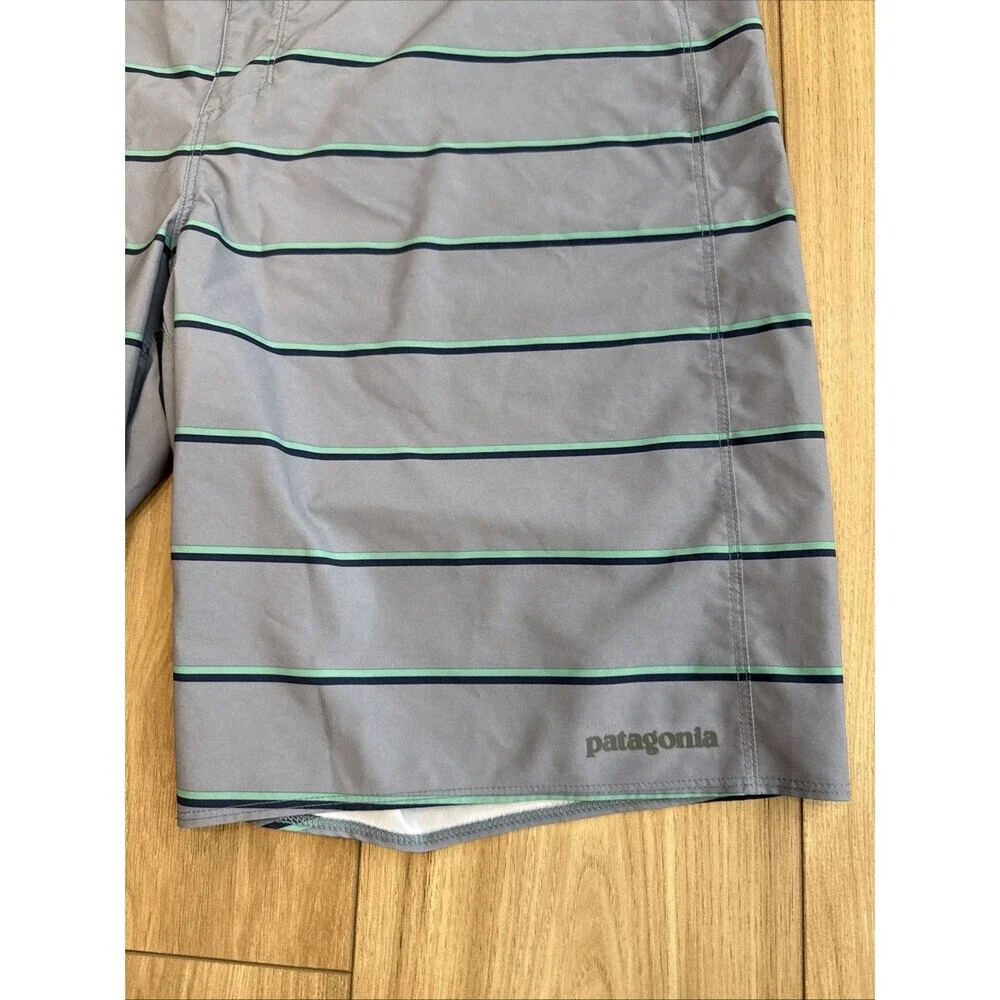 Patagonia Men’s Hydro Series Boardshorts Size 36 Swim Surf Outdoor Gray Striped